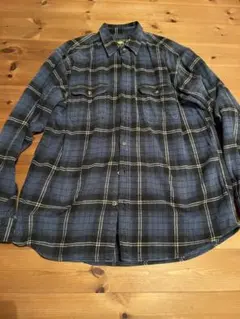 90s FIELD&STREAM オンブレ ヘビーネルシャツ 青×黒 XXL