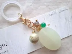 アンブレラマーカー☆天然石グリーン系　ラブラドライト　ハンドメイド