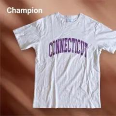 チャンピオン カレッジロゴTシャツ L ホワイト パープル 半袖のサムネイル