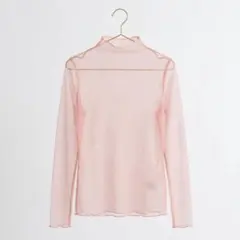【M】シアーシアートップス シースルー ドット柄 ハイネック インナー重ね着
