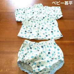 ハンドメイド　中古品　ベビー甚平60～70くらい　男女　ベビー浴衣　鳥柄