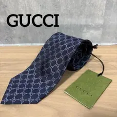 グッチ GUCCI ネクタイ GG柄 シルク100% ネイビーのサムネイル