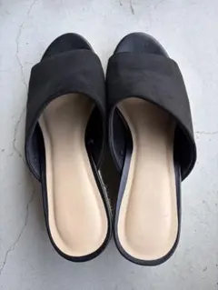 黒 スエード エスパドリーユ サンダル