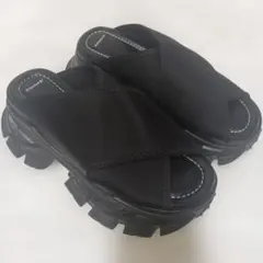 JEANASIS クロスストラップ厚底サンダル ブラックサイズM