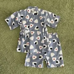 甚平 110cm おにぎり柄 ブルー 水色 男の子