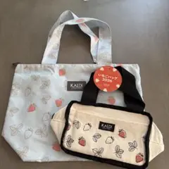KALDI いちご柄エコバッグと保冷バッグセット