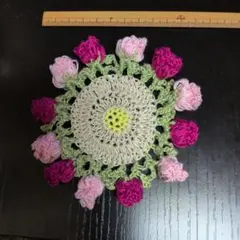 カーネーションのミニリース 赤 枯れない花 母の日 かぎ編み