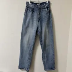 アプレジュール ジーンズ ハイウエスト ストレート ライトブルー M デニム