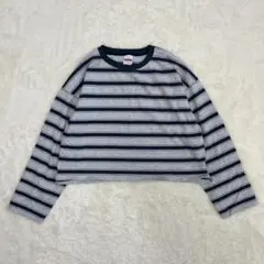 ◆ニコアンド　長袖　ボーダー　ショート丈　クルーネック　綿100　ゆったり