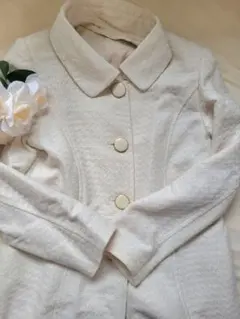 Le Fumair ホワイト ボタン付き ロングコート　ラメ入り