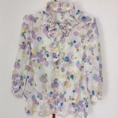 美品】HANAE MORI ハナエモリ 花柄 シフォン ブラウス サイズ40 - メルカリ