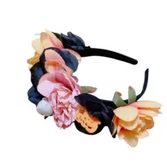 ハロウィン ヘッドバンド 花飾り カボチャ オレンジ ブラック 仮装 イベント