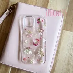押し花デザイン iPhone15ケース