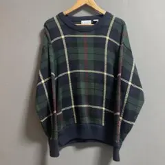 90s IZOD チェックコットンセーター 秋冬　Sサイズ