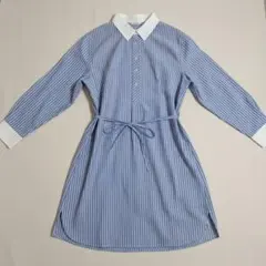 美品 スマイルランド SmileLand ワンピース L 水色×白 ストライプ