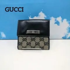 GUCCI 二つ折り財布 GGキャンバス ブラック