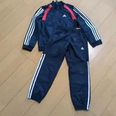 adidas ナイロン生地ジャージセット ネイビー/レッド 120サイズ