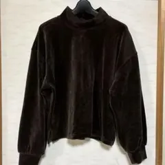 値下げローリーズファーム　 長袖 カットソー　ハイネック　ブラウン　ボリューム袖