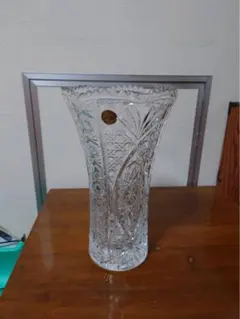 希少】ボヘミアグラス 22．5㎝ エナメル盛 スズラン紋 花瓶