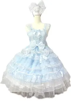 【Han Girl】蓮蝶のときめき ロリィタJSKセット サックス 甘ロリ