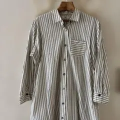 ワコール　マタニティ　シャツワンピース　ストライプ　授乳口付き　入院着