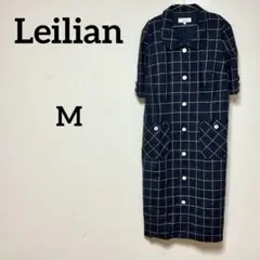 Leilian レリアン チェック柄 半袖ワンピース 日本製 サイズ9