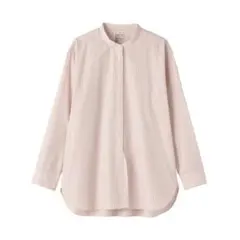 無印良品　婦人　洗いざらし　ブロードスタンドカラー長袖ロングシャツ