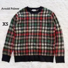 アーノルドパーマー/チェック柄/ニット/長袖/レトロ/ワンポイント刺繍/XSのサムネイル