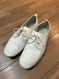 【美品 ホワイトレザー カジュアルシューズ レースアップ】