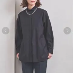 【美品】ユナイテッドアローズ　スタンドカラーフリルネックブラウス　日本製