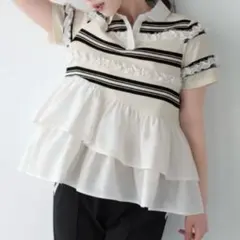 新品 fitmore 完売品 ボーダーフリルトップス 値下げ不可 - メルカリ