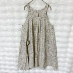 ピュアルセシン 水玉 ドット柄 ノースリーブ チュニック 爽やか リネン混のサムネイル