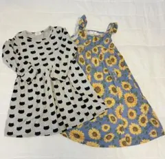 3can4on ノースリーブワンピース 120と長袖ワンピースの２枚セット