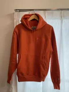 オレンジ 刺繍 Champion reverse weave 企業ロゴ