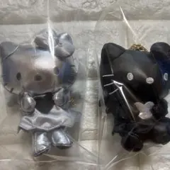 新品　2点　ハローキティ エンジェルキティマスコットチャーム　ブラック　シルバー