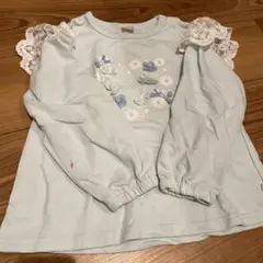 水色 花柄 レースフリル 120センチ