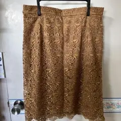 UNIQLO 花柄レーススカート XL ブラウン