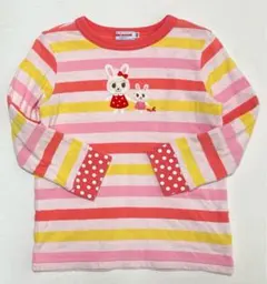 ミキハウス100cmうさこTシャツ長袖ボーダー