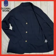 グローバルワーク　テーラードジャケット　金ボタン　紺ブレ　ブレザー　チェック柄