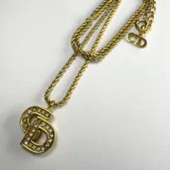 クリスチャンディオール CDロゴ 金色　ゴールド　ネックレス　ラインストーン