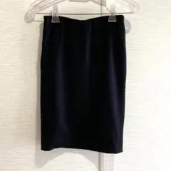 美品 Rie Miller ブラック タイトスカート ウエストゴム 無地 Sのサムネイル