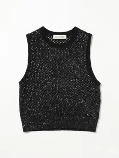 【Ray BEAMS】スパンコールニットベスト ブラック