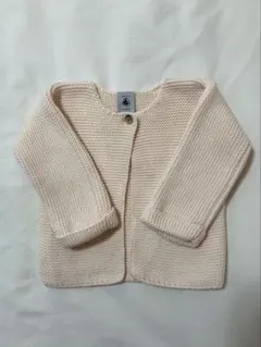 プチバトー ガーター編みニットカーディガン ピンク 12M74cm ベビー