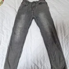 グレー スキニーパンツ ゴムウエスト
