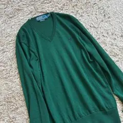 POLO RALPH LAUREN ウールVネックニット S グリーン