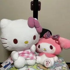 ハローキティ ぬいぐるみ ギンガムチェック マイメロディ　ぬいぐるみ2体セット