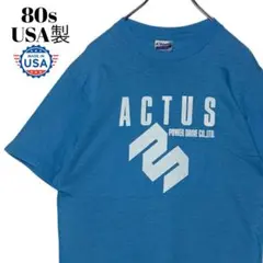 80sヴィンテージ古着USA製 企業物Tシャツ 水色 M Hanes tシャツ