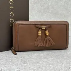 美品✨ GUCCI ウーブンウェブ 編み込み ラウンドジップ レザー