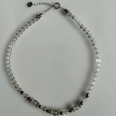 クリスタルビーズネックレス シルバー
