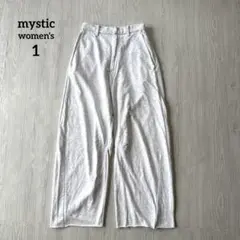 【ミスティック】スウェット パンツ ワイド ピンタック ライトグレー きれいめ
